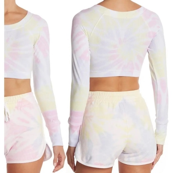 NWT ARX Lab Tie Dye Ribbed Knit Crop Top sz Large - Picture 2 of 3